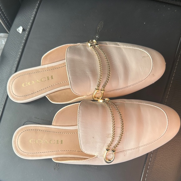 Double C Two-Tone Chain Mules Dark Cream Lambskin